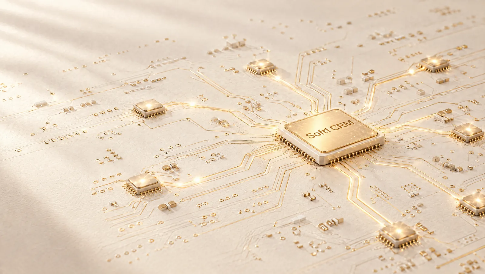 AI chip με χάραξη «Soft1 CRM» και δίκτυο δορυφορικών chips — Soft1 Cloud CRM
